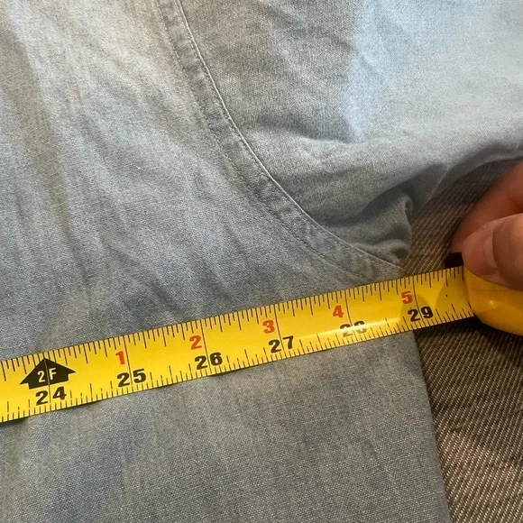 Vintage Chaps Ralph Lauren Chambray Button Down Shirt XXL Blue 100% Cotton - Picture 5 of 6